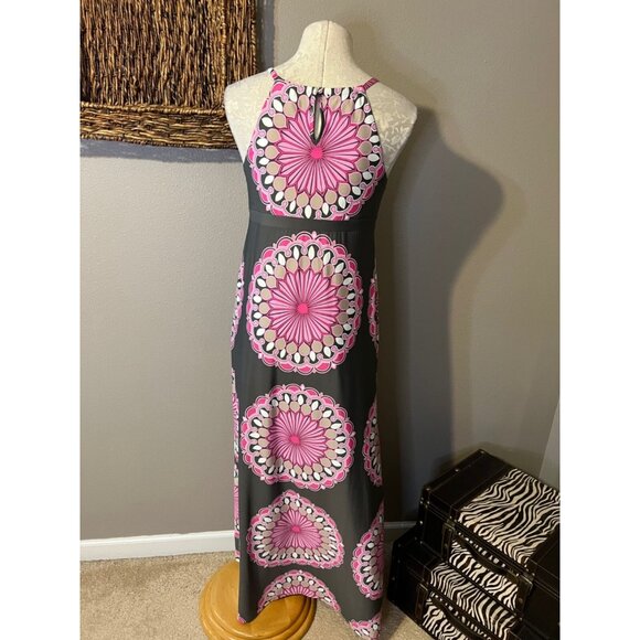 INC Dress Pink Gray White Medium Stretch Long Maxi Sleeveless Washable - Picture 4 of 6